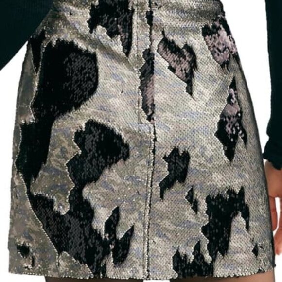 NWT Free People sequin camo print high rise mini skirt, 0 - Picture 5 of 8